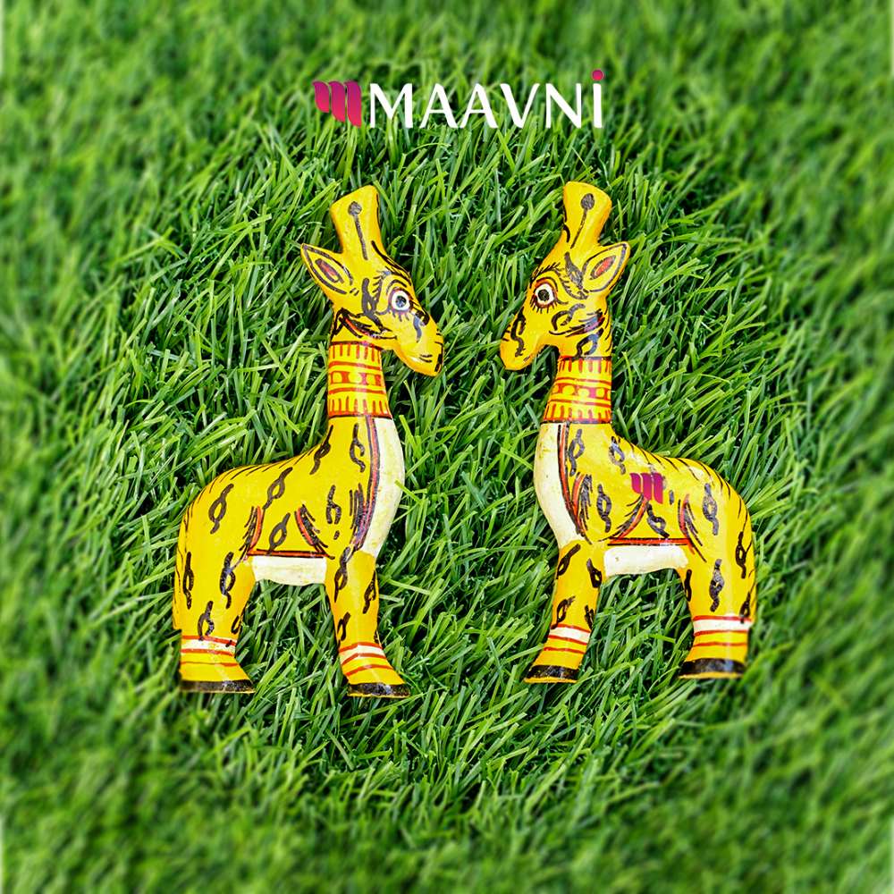 Hand-painted Pattachitra Giraffe Toy Cutouts Decor by Maavni