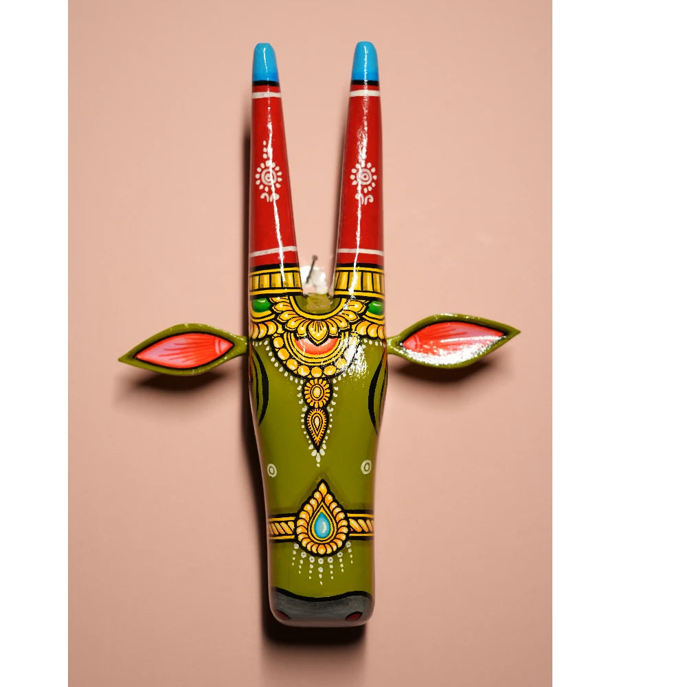 Hand-painted Pattachitra Cow Head Mehandi Hand Painted D Cor Painting by Maavni