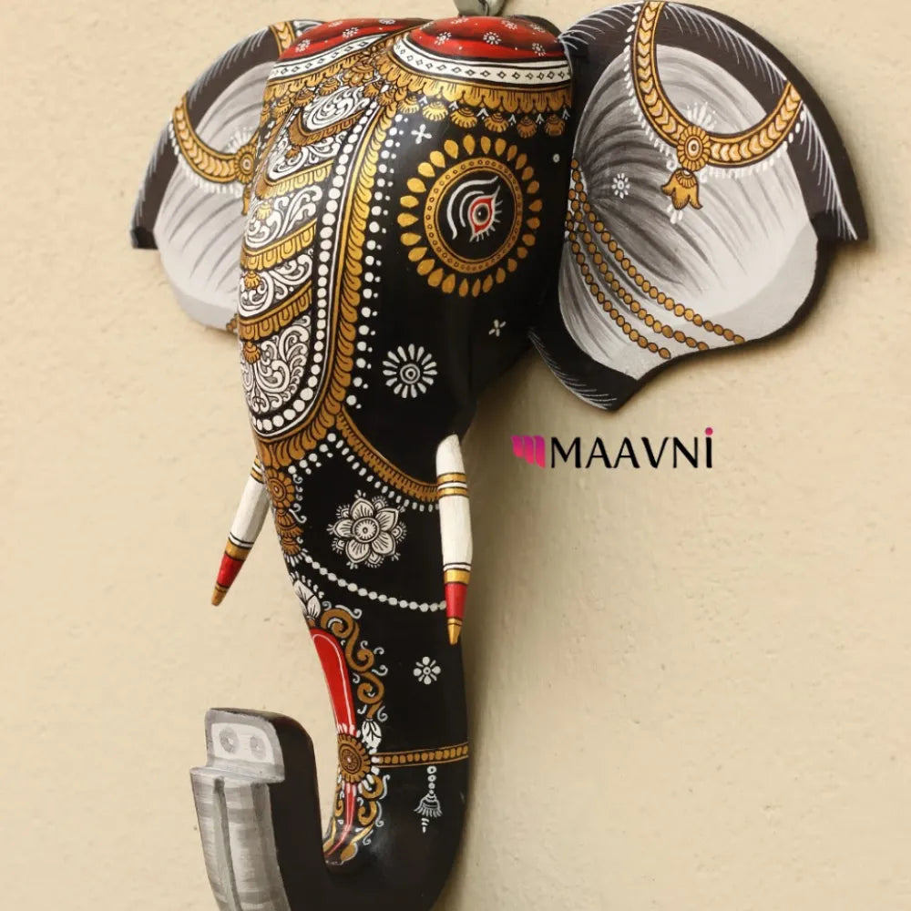 Hand-painted Pattachitra Elephant Head Decor by Maavni