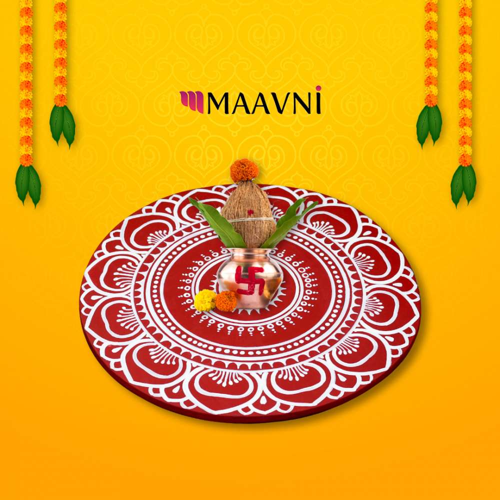 Hand-painted Pattachitra Odia Jhunti Style Rangoli Boards Pooja Room Decor by Maavni