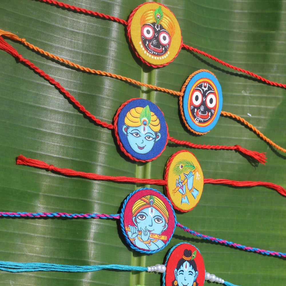 Hand-painted Pattachitra Rakhi Convertable Brooch Festive Decor gallery image by Maavni