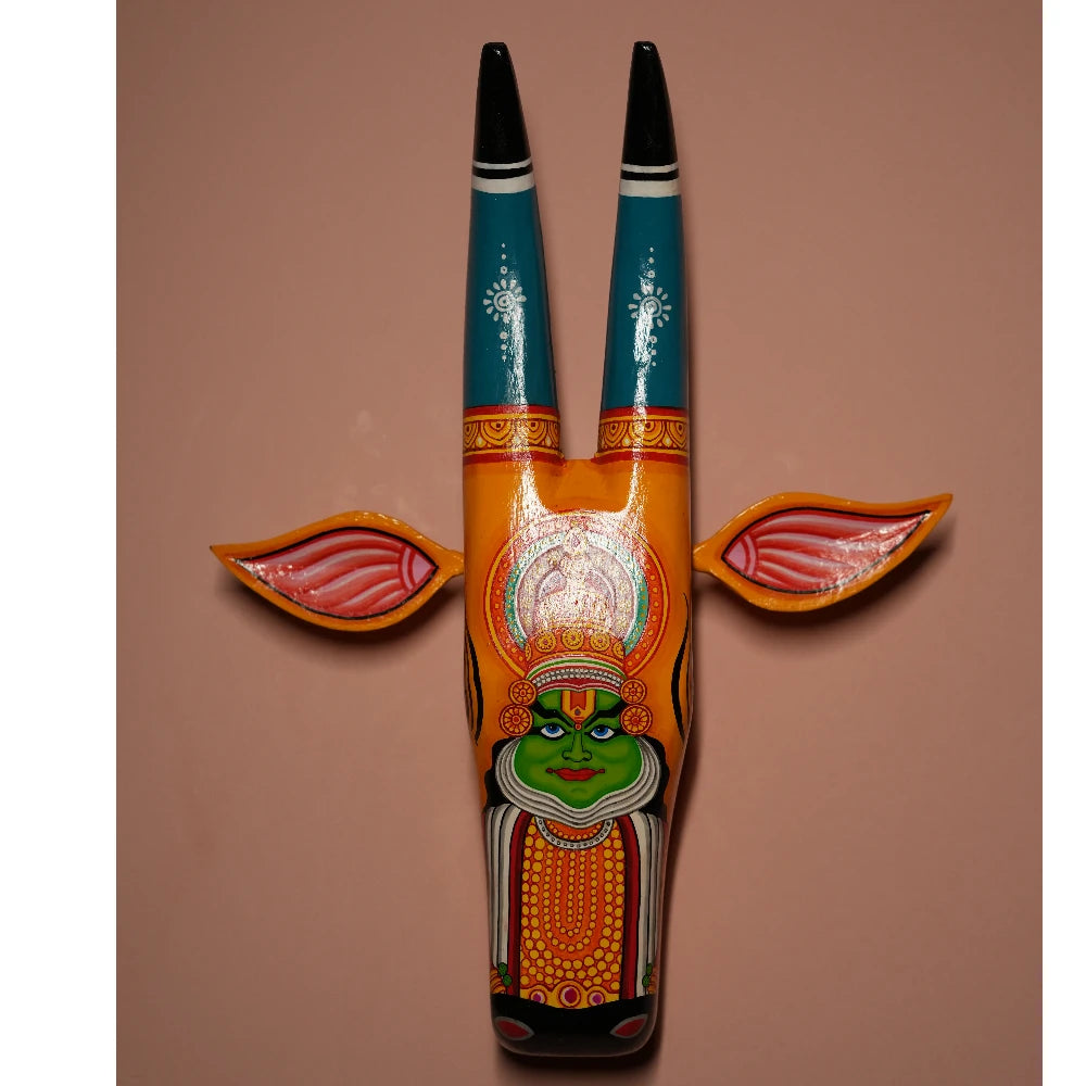 Hand-painted Pattachitra Cow Head Bharatanatyam Hand Painted D Cor Painting gallery image by Maavni