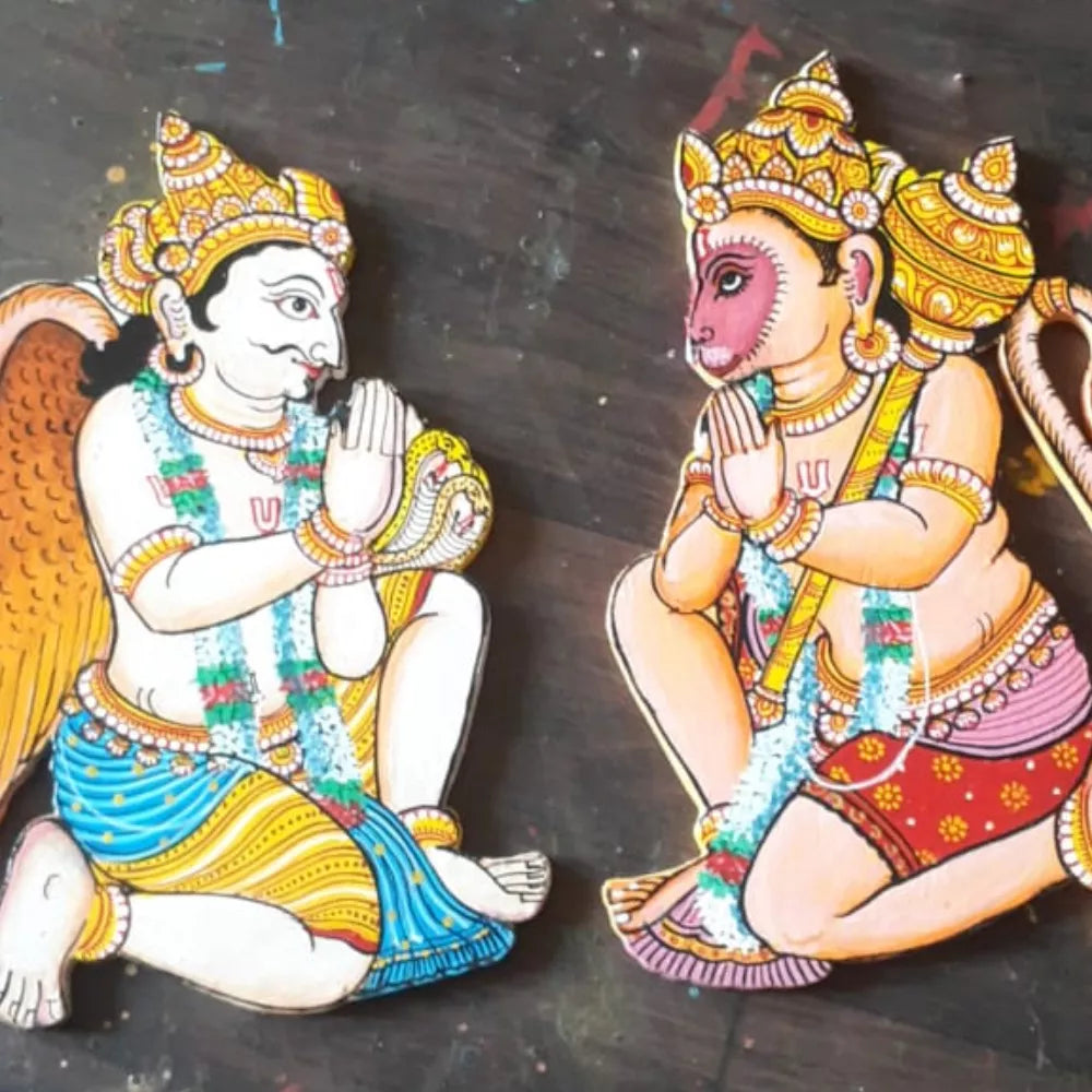Hand-painted Pattachitra Hanuman Garuda Cutout Decor by Maavni