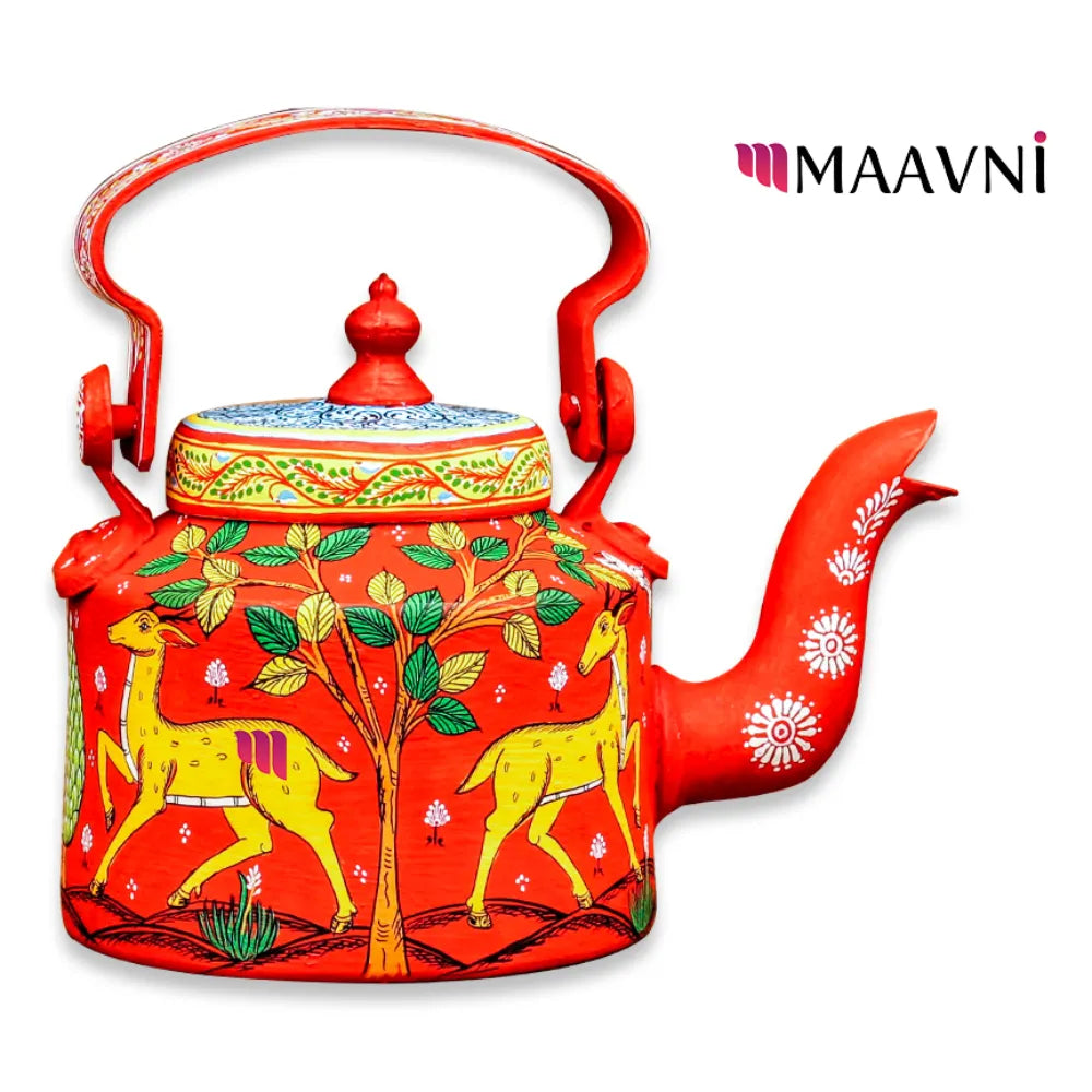 Hand-painted Pattachitra Deer Kettle gallery image by Maavni