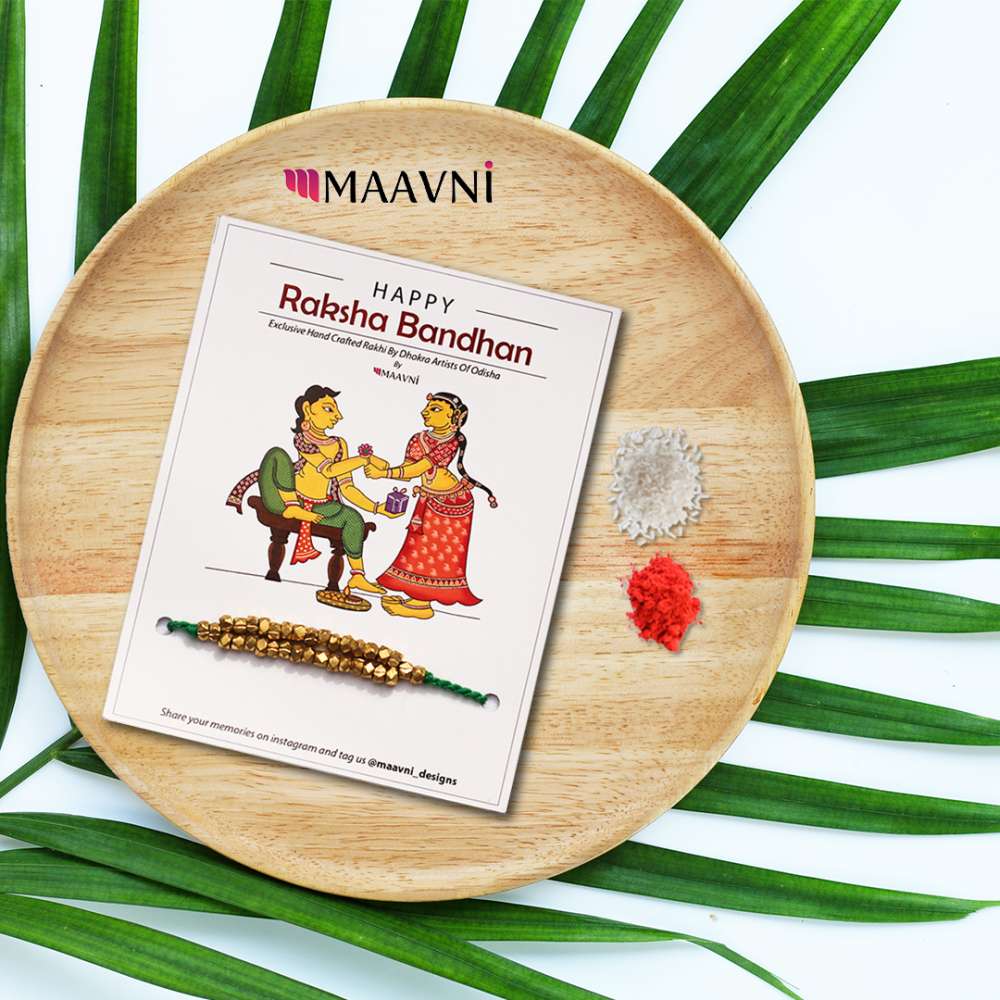 Hand-painted Pattachitra Dhokra Rakhi Festive Decor by Maavni