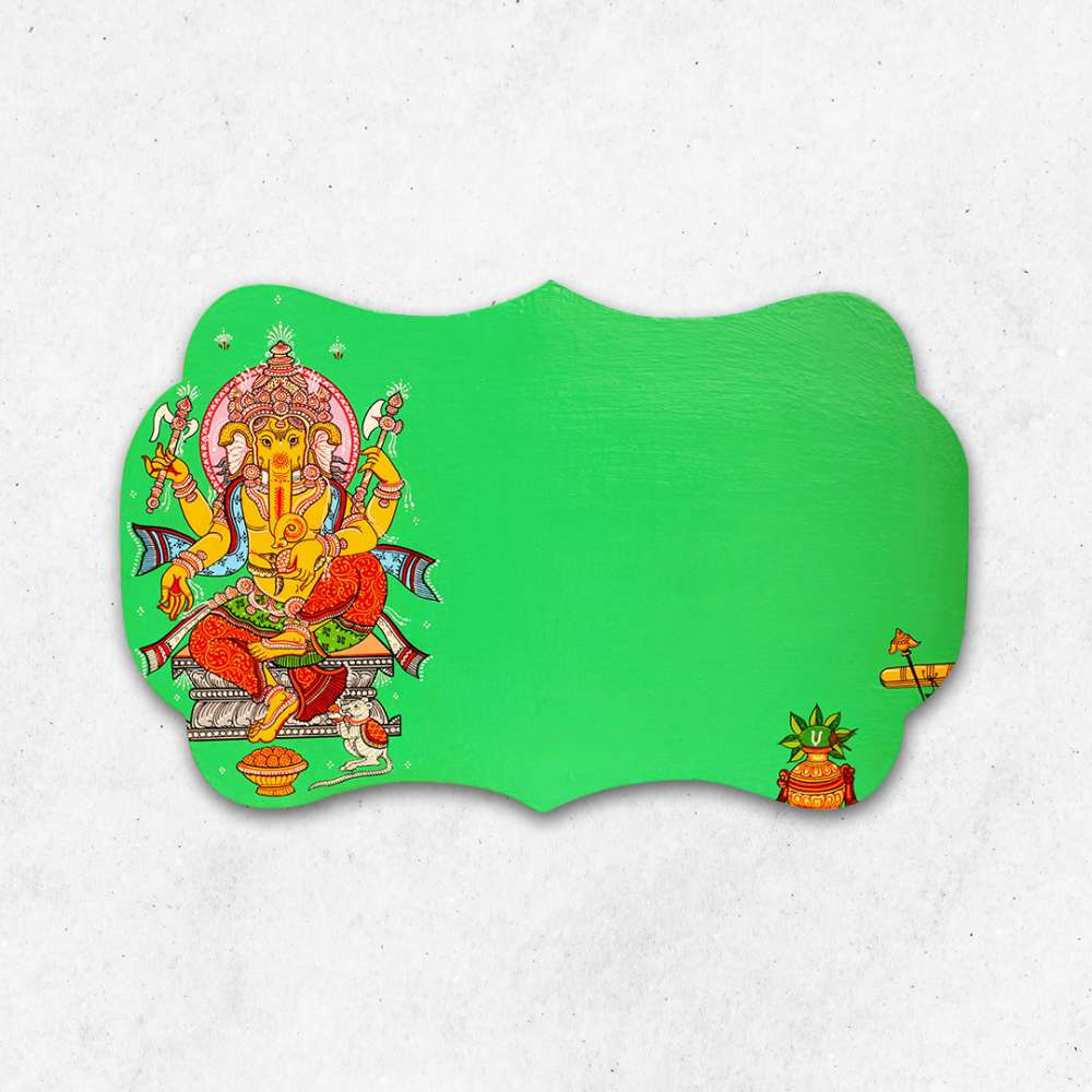 Hand-painted Pattachitra Ganesha Wall Plate gallery image by Maavni