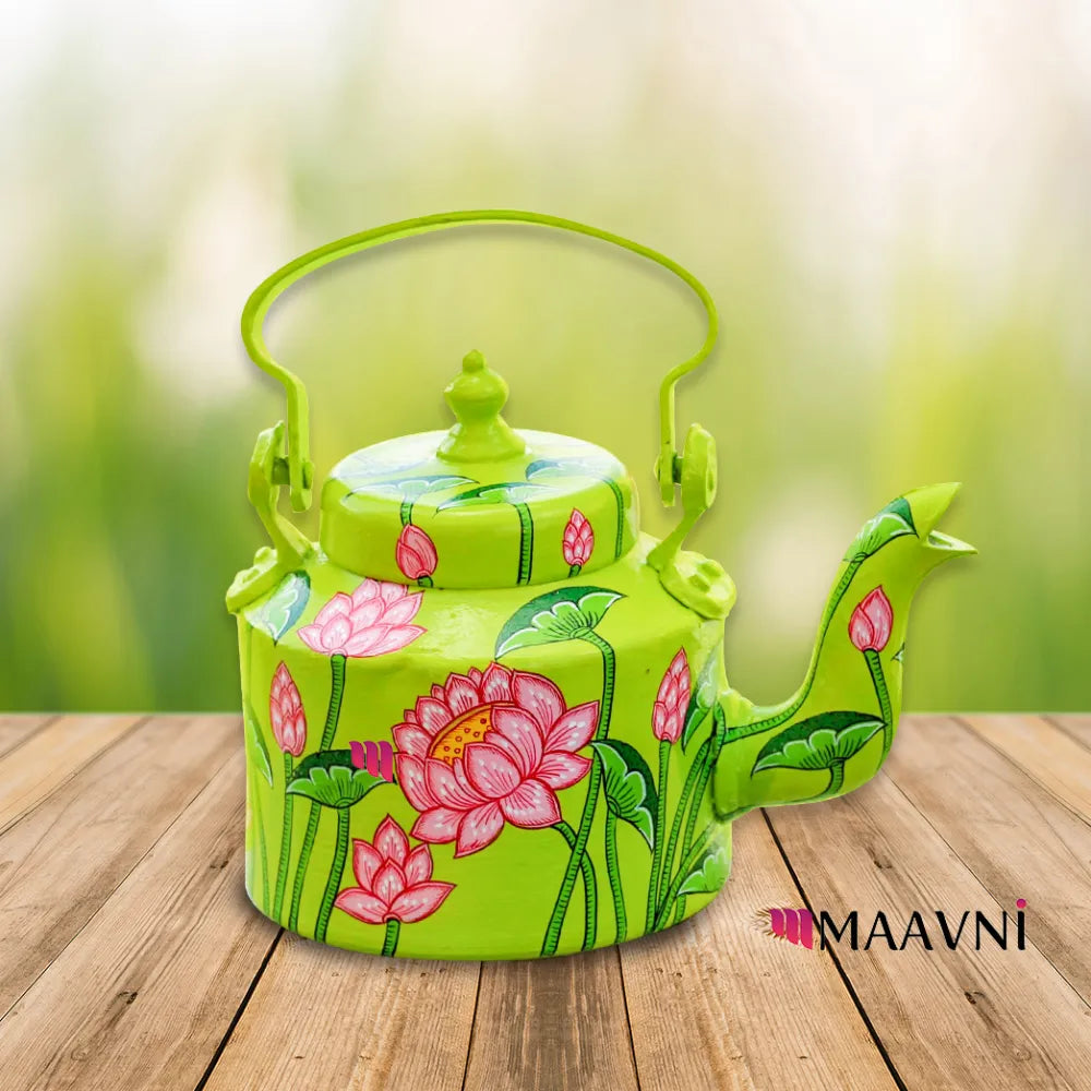Hand-painted Pattachitra Lotus Theme Kettle gallery image by Maavni