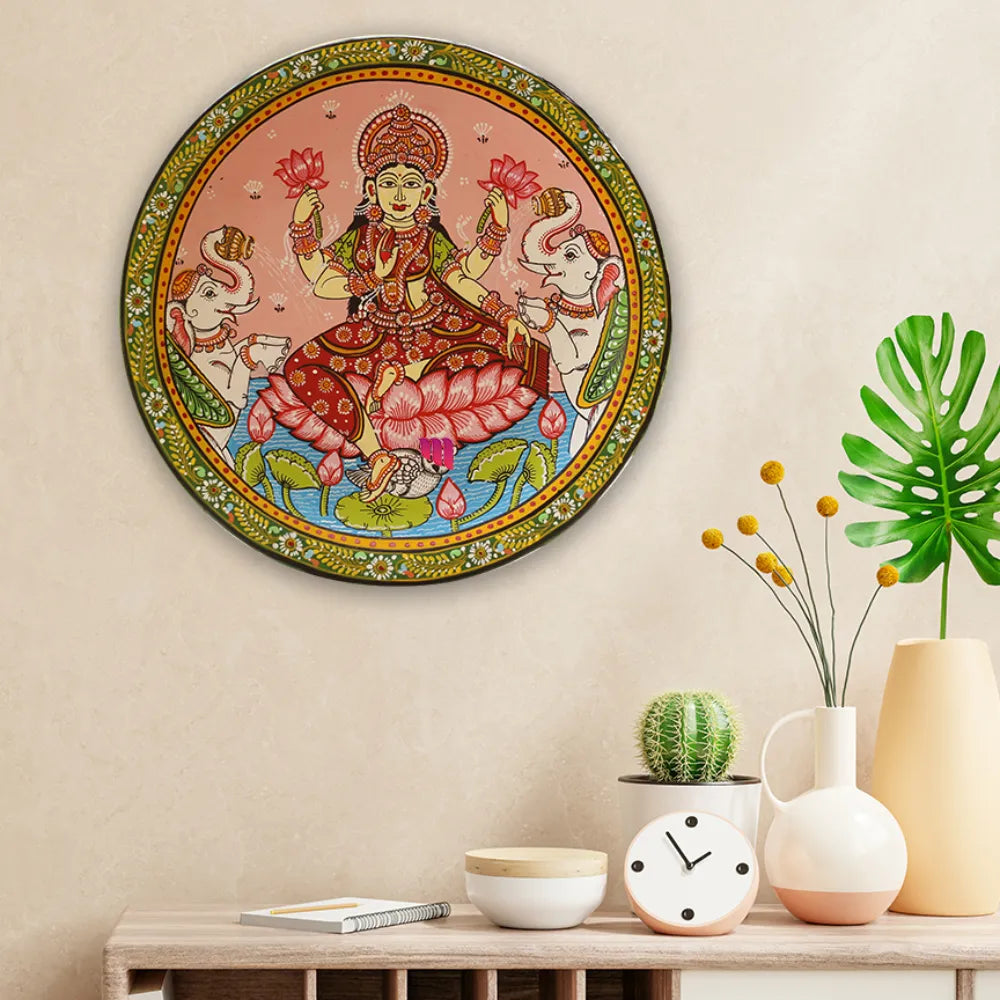 Hand-painted Pattachitra Ma Laxmi Base Wall Plate by Maavni