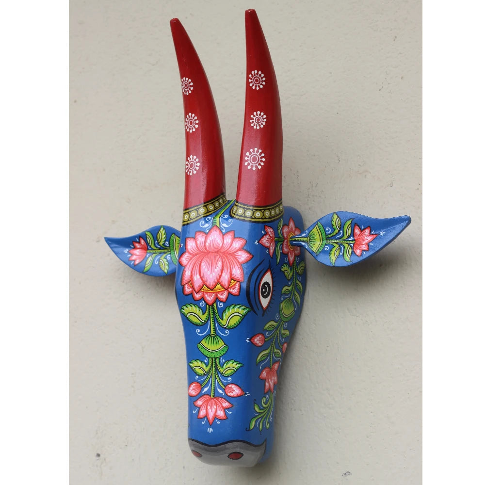 Hand-painted Pattachitra Cow Head Lotus Hand Painted D Cor Painting gallery image by Maavni