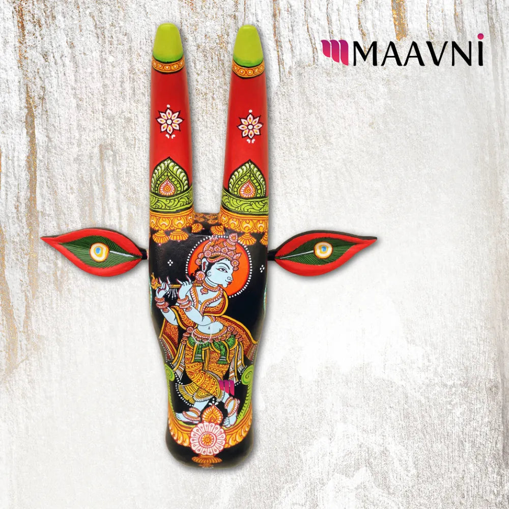 Hand-painted Pattachitra Krishna Cowhead Decor by Maavni