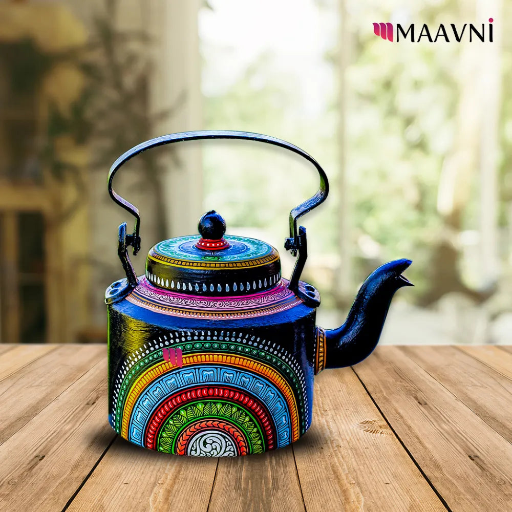 Hand-painted Pattachitra Colorful Kettle gallery image by Maavni