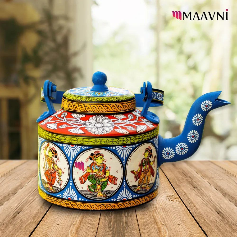 Hand-painted Pattachitra Dancer Girl Theme Kettle gallery image by Maavni