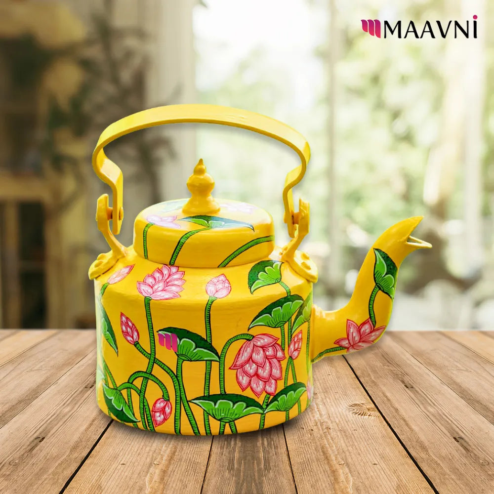 Hand-painted Pattachitra Lotus Theme Kettle gallery image by Maavni