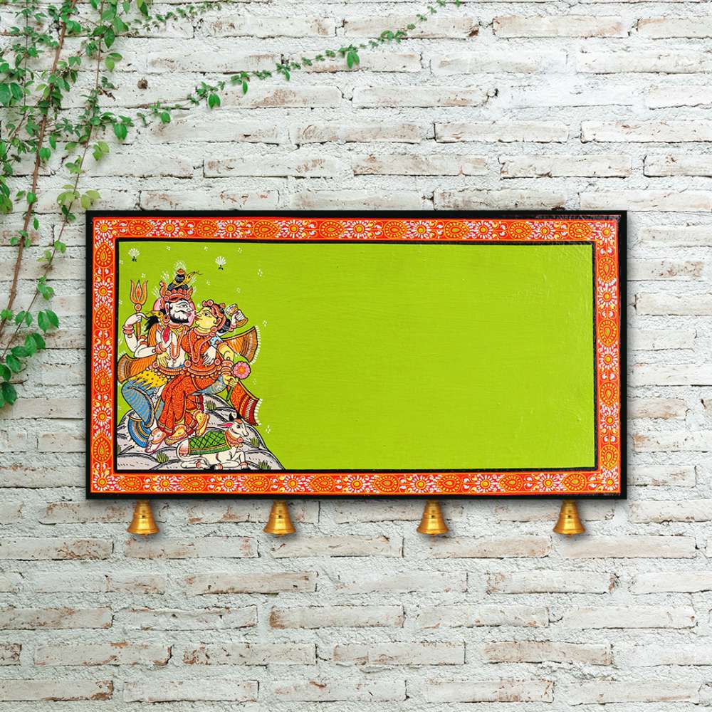 Hand-painted Pattachitra Shiva Parvati Wall Plate by Maavni