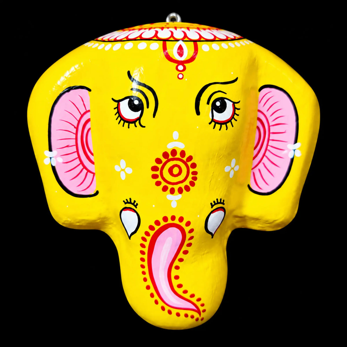 Hand-Painted Paper Mache Ganesha Elephant Wall Mask