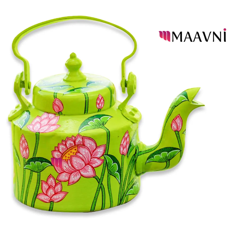 Hand-painted Pattachitra Lotus Theme Kettle by Maavni