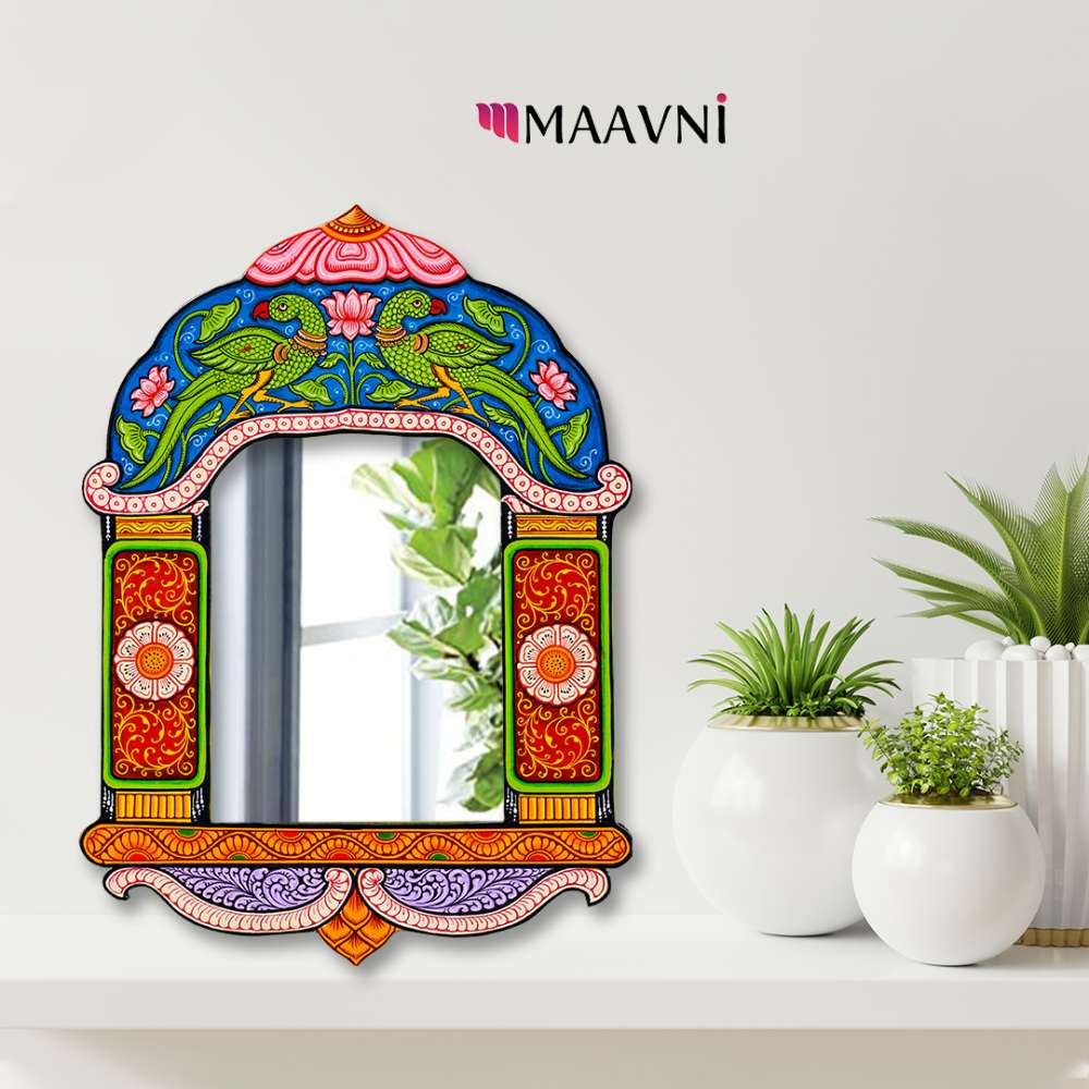 Hand-painted Pattachitra Parrot Jharokha By Decor by Maavni