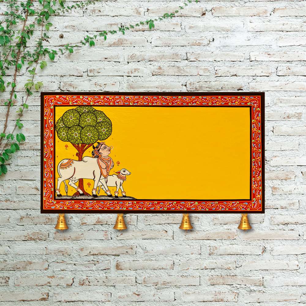 Hand-painted Pattachitra Kamdhenu Wall Plate by Maavni