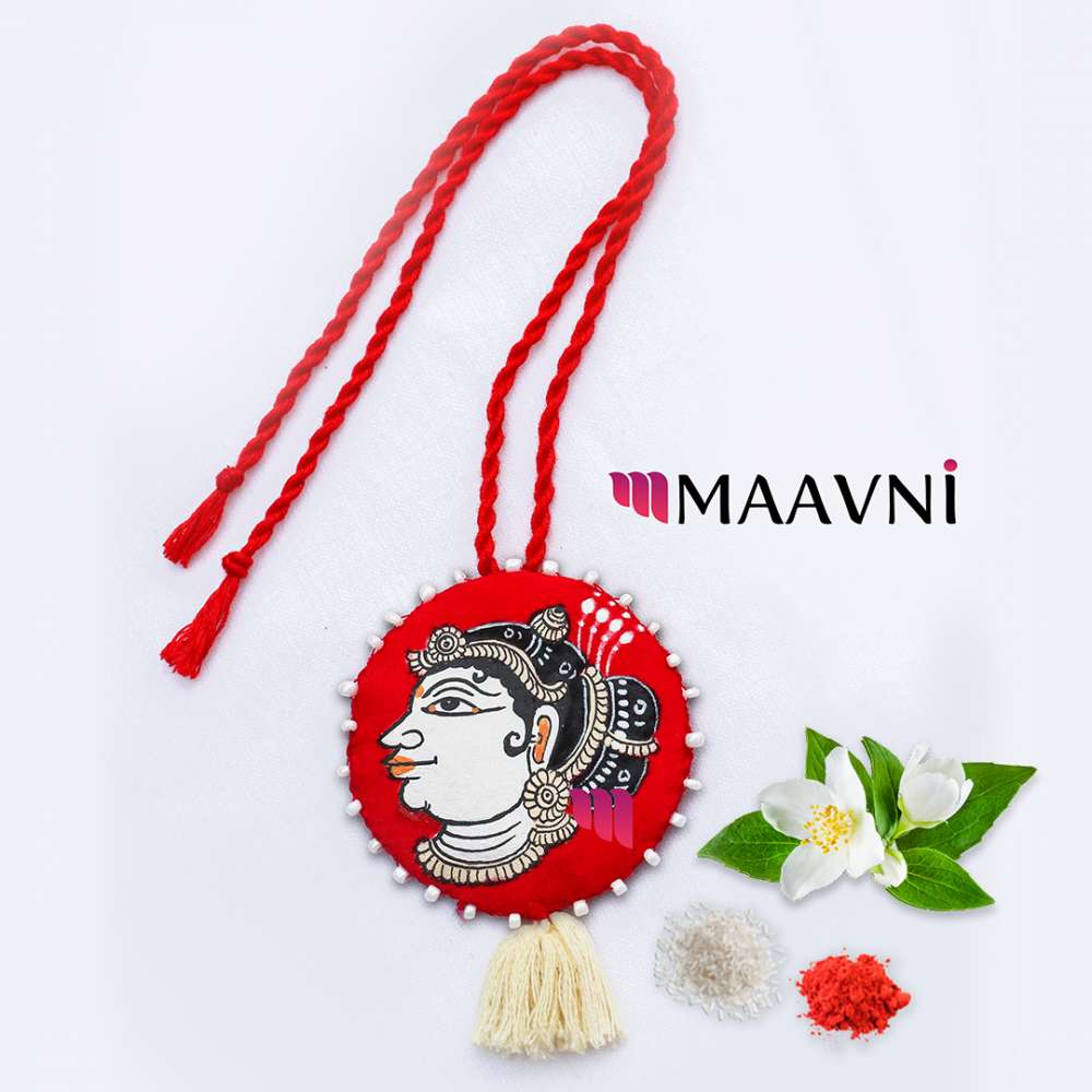 Hand-painted Pattachitra Bhai Bhabi Rakhi Set Festive Decor gallery image by Maavni