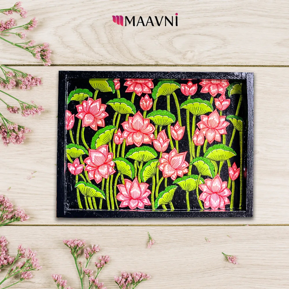 Hand-painted Pattachitra Lotus Tray Decor by Maavni