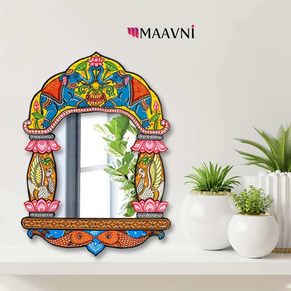 Hand-painted Pattachitra Elephant Design Jharokha By Decor by Maavni