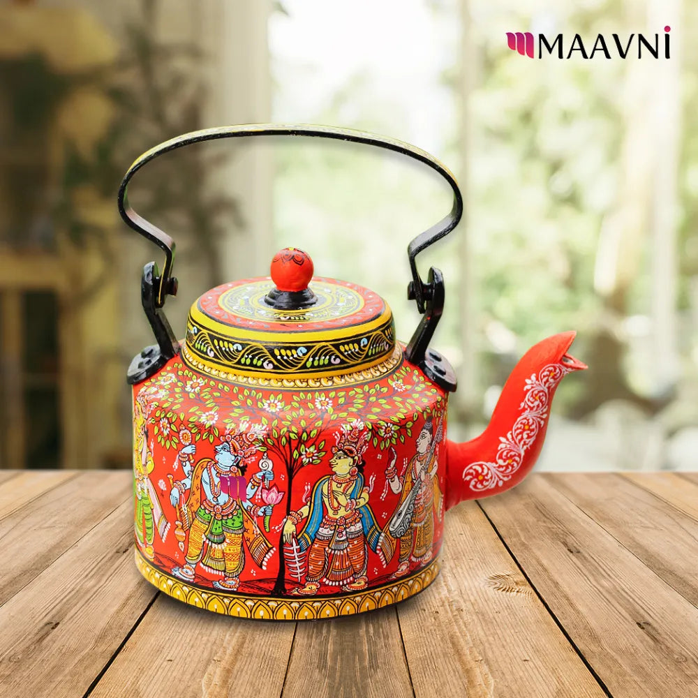 Hand-painted Pattachitra Devataagana Theme Kettle gallery image by Maavni