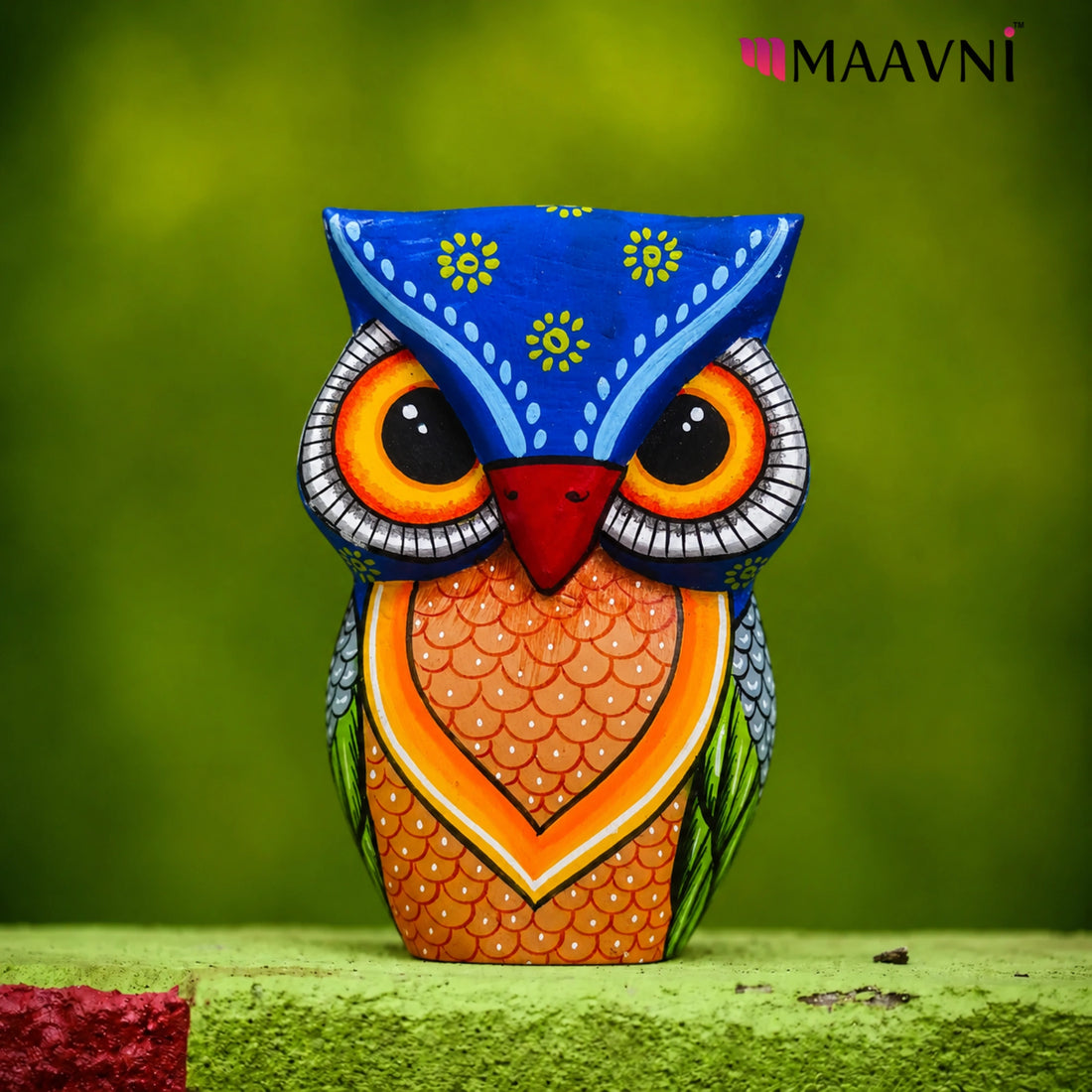 Hand-painted Pattachitra Colorful Decorative Owl Decor | Maavni