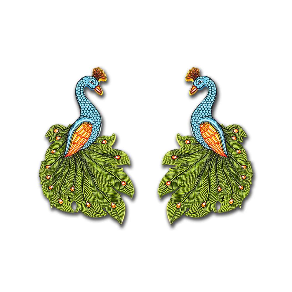 Hand-painted Pattachitra Peacock Pair Cutouts Decor by Maavni