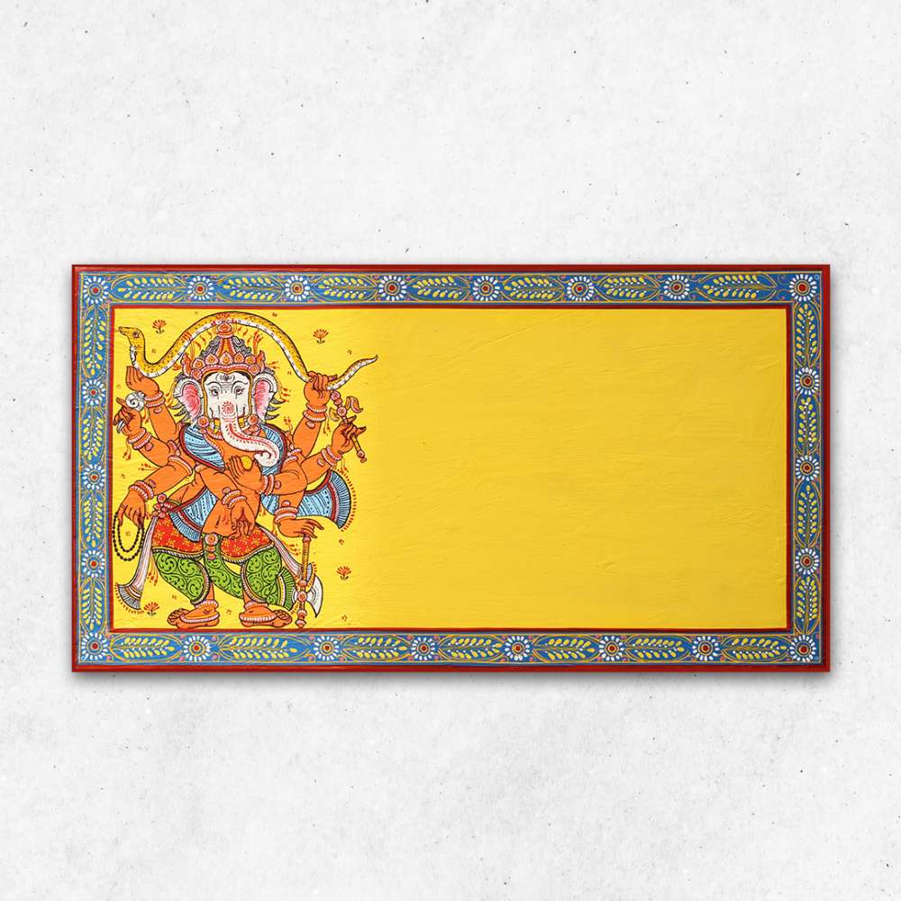 Hand-painted Pattachitra Ganesha With With Snake Wall Plate by Maavni