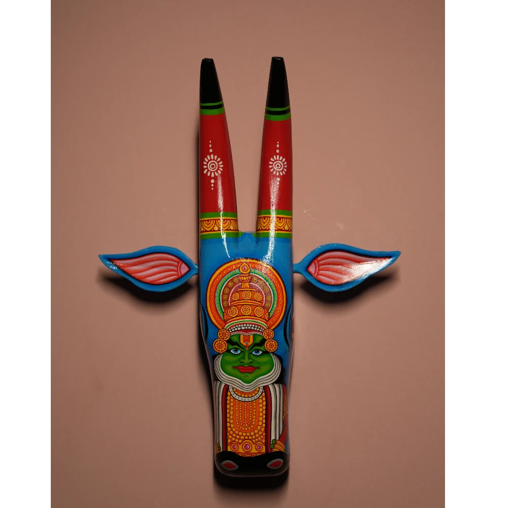 Hand-painted Pattachitra Cow Head Dark Bharatanatyam Hand Painted D Cor Painting by Maavni