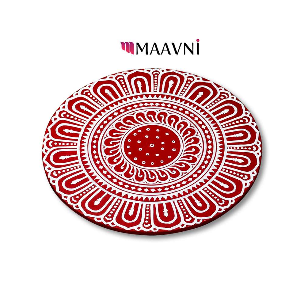 Hand-painted Pattachitra Odia Jhunti Style Rangoli Board For Pooja Room Decor gallery image by Maavni