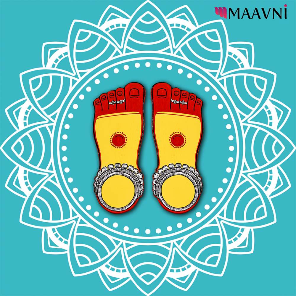 Hand-painted Pattachitra Maa Laxmi Feet Cutout Decor gallery image by Maavni