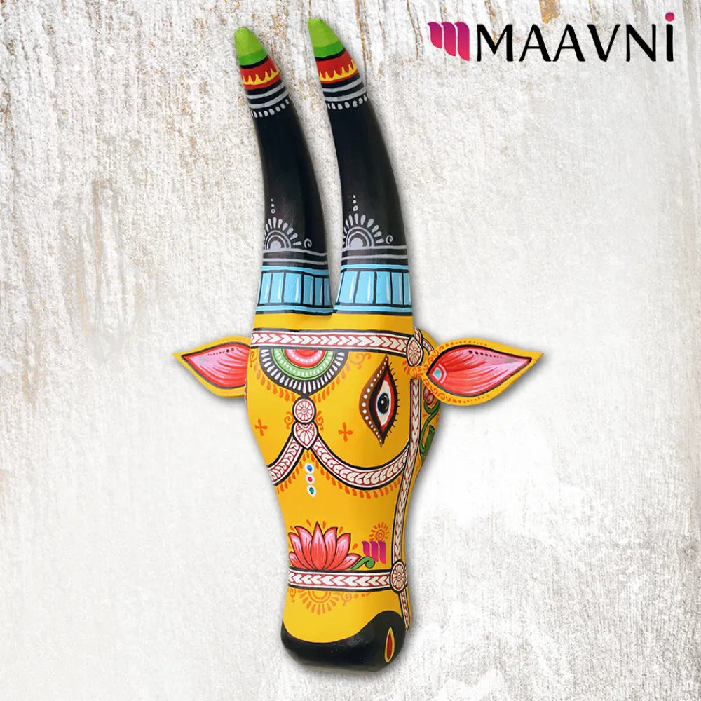 Hand-painted Pattachitra Floral Cowhead Decor by Maavni