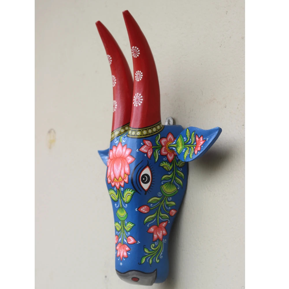 Hand-painted Pattachitra Cow Head Lotus Hand Painted D Cor Painting gallery image by Maavni