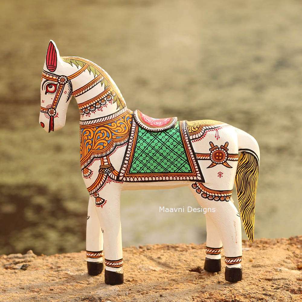 Hand-painted Pattachitra Horse Painted Painting by Maavni