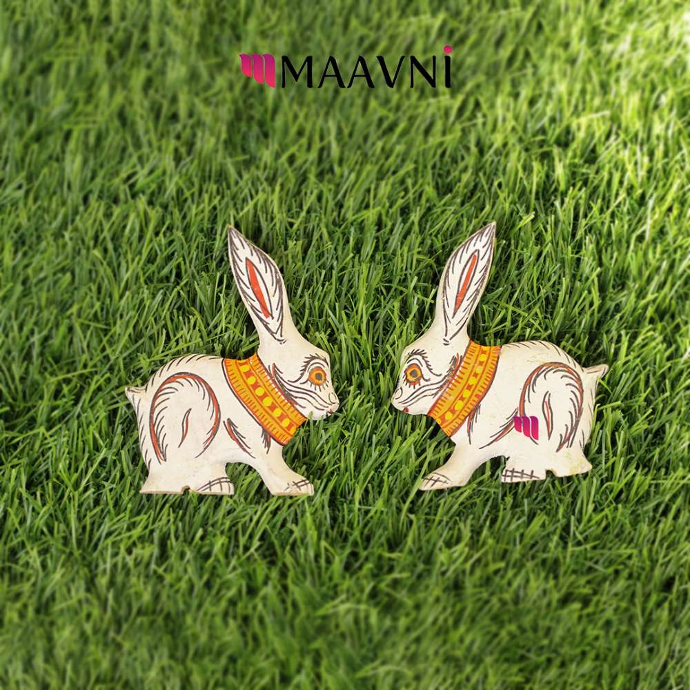 Hand-painted Pattachitra Rabbit Toy Cutouts Decor by Maavni