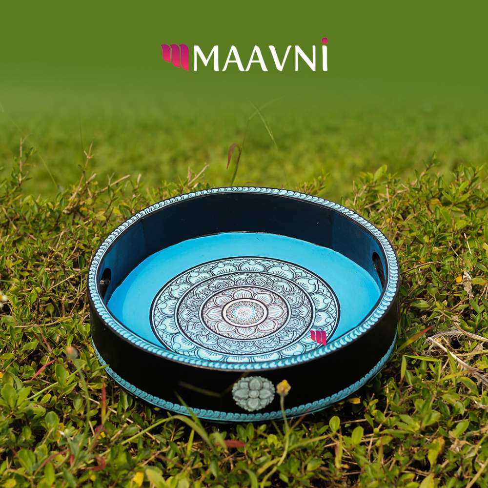 Hand-painted Pattachitra Floral Tray Decor by Maavni