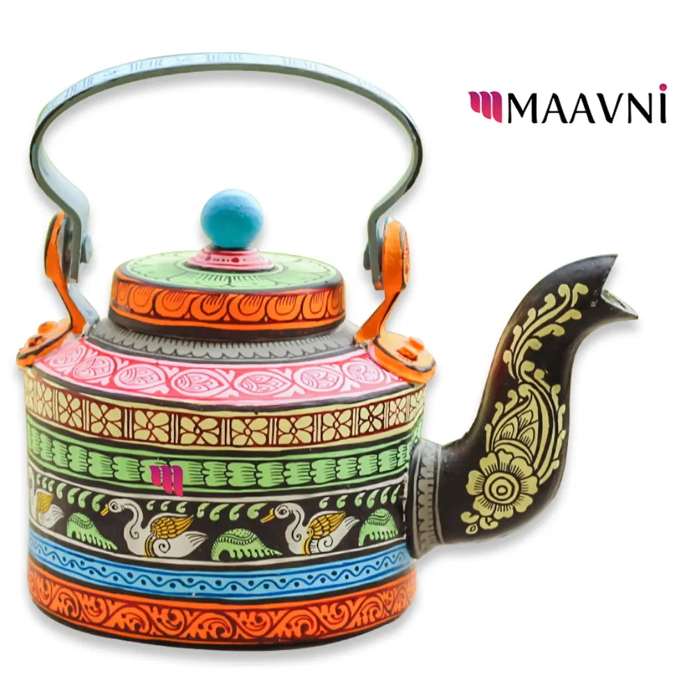 Hand-painted Pattachitra Swan Theme Kettle gallery image by Maavni