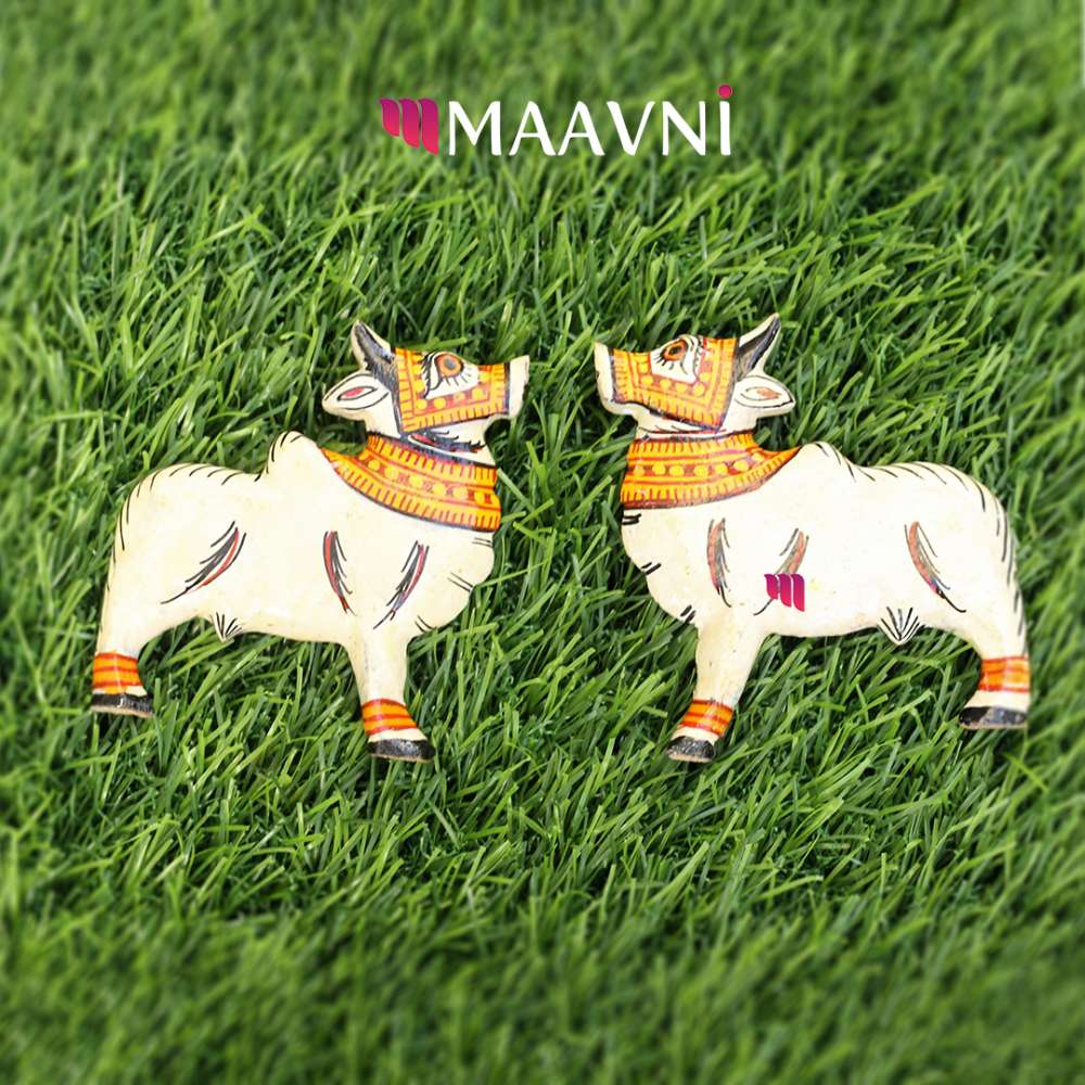 Hand-painted Pattachitra Cow Toy Cutouts Decor by Maavni