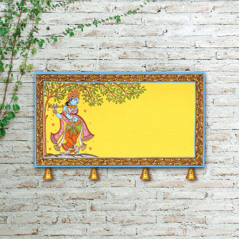 Hand-painted Pattachitra Krishna Wall Plate by Maavni