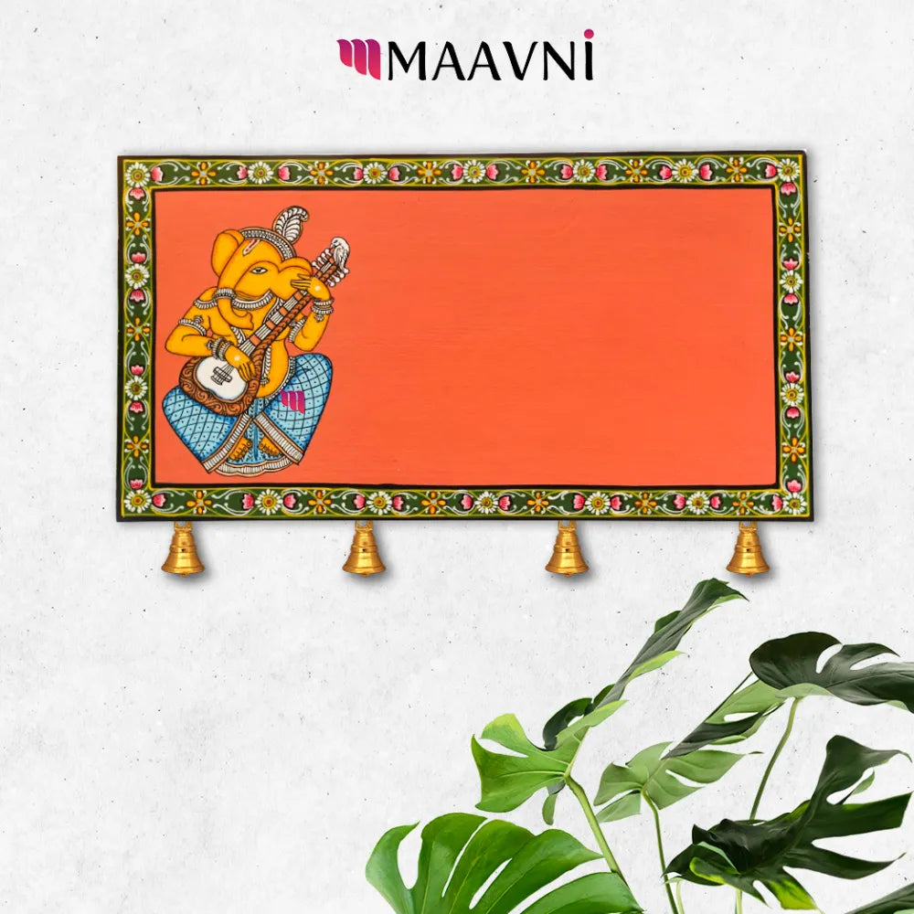 Hand-painted Pattachitra Guitar Ganesha Wall Plate by Maavni