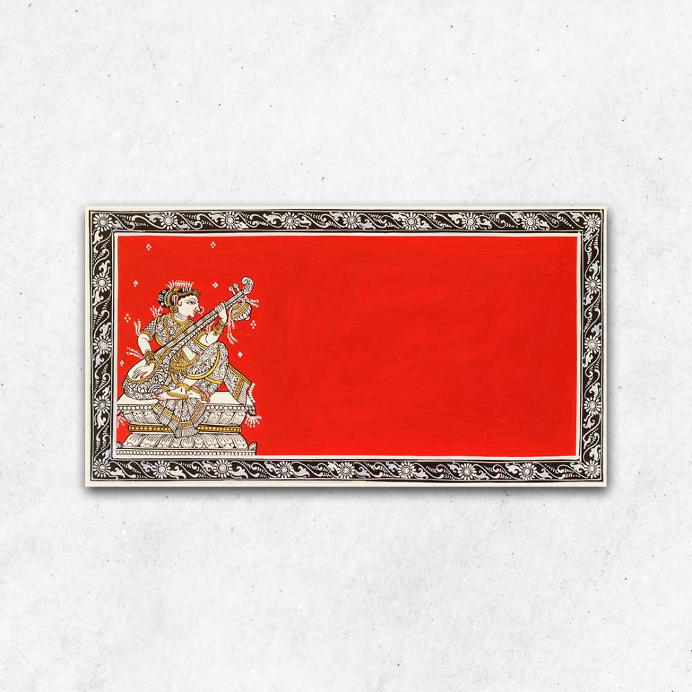 Hand-painted Pattachitra Saraswati Wall Plate by Maavni