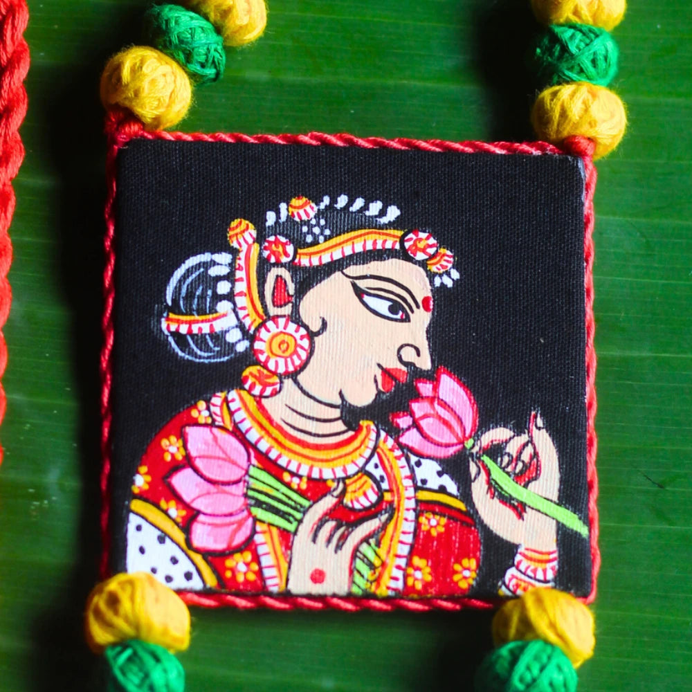 Hand-painted Pattachitra Hand Painted Jewellery Woman Lotus Motif Blouse by Maavni