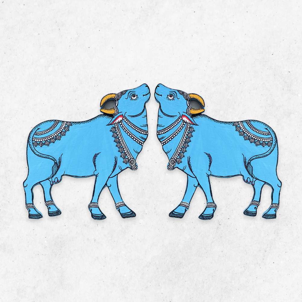 Hand-painted Pattachitra Cow Pair Cutouts Decor gallery image by Maavni