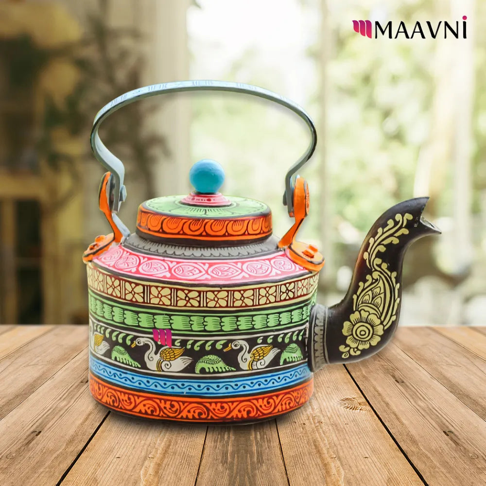 Hand-painted Pattachitra Swan Theme Kettle gallery image by Maavni