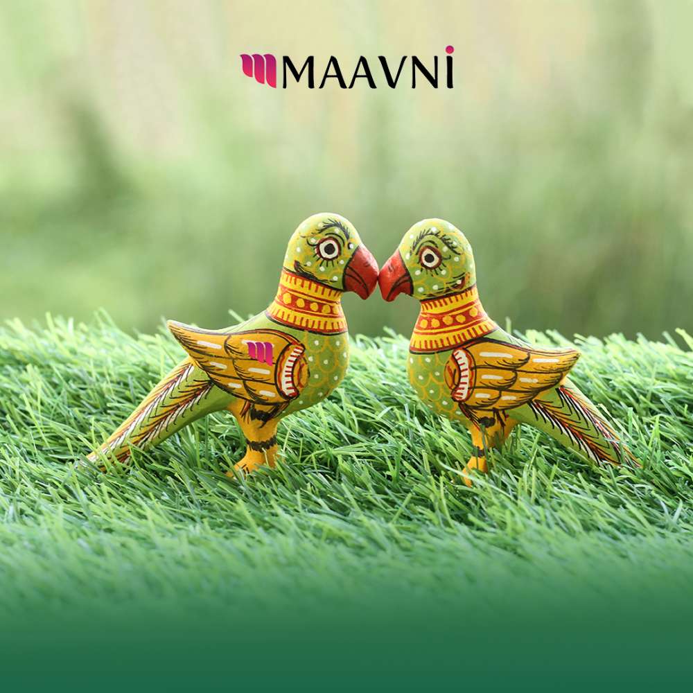 Hand-painted Pattachitra Parrot Toy Cutouts Decor by Maavni