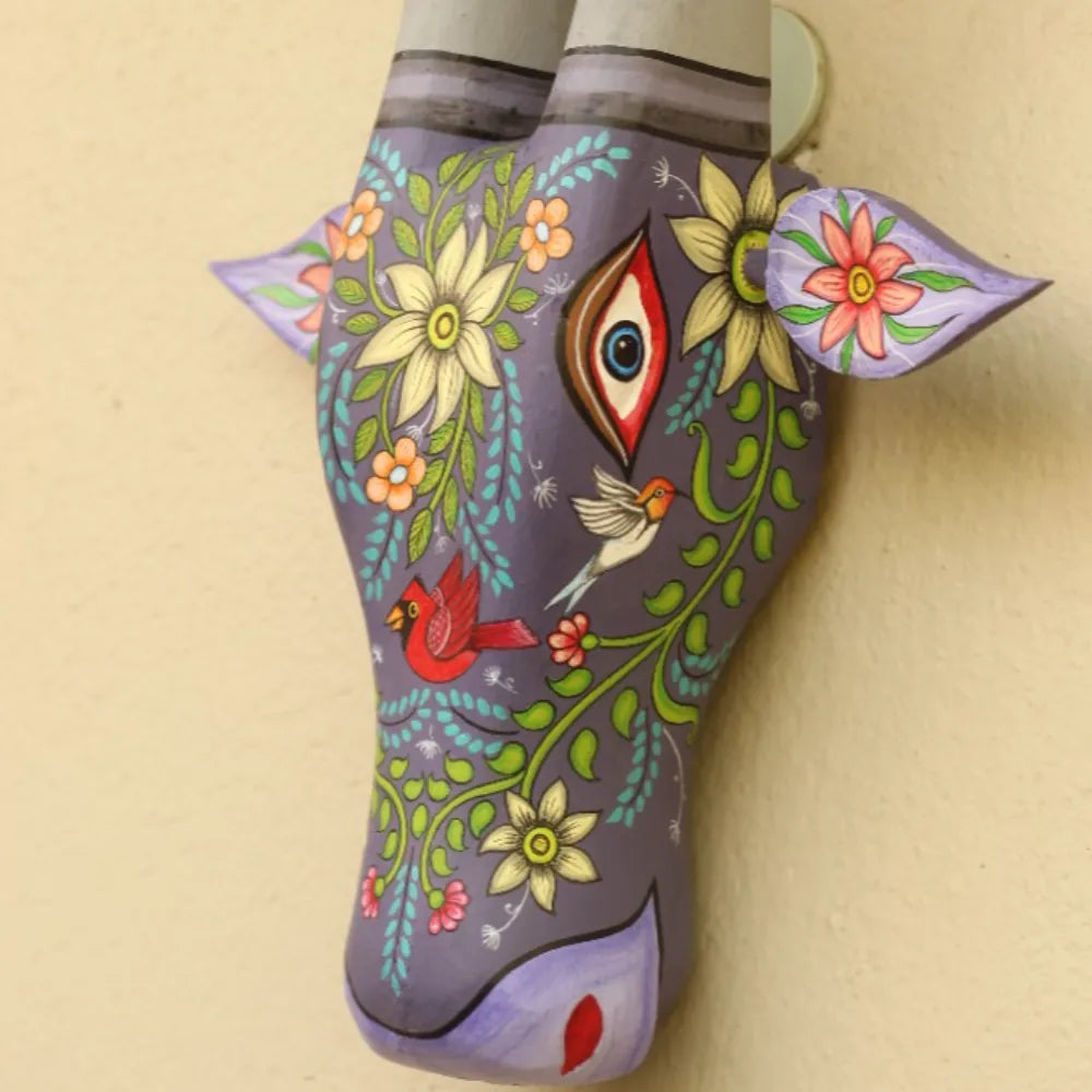 Hand-painted Pattachitra Jungle Theme Cowhead Decor by Maavni