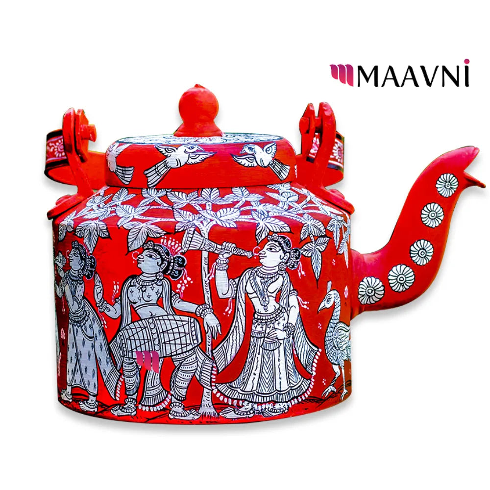 Hand-painted Pattachitra Shiva Vivah Theme Kettle gallery image by Maavni