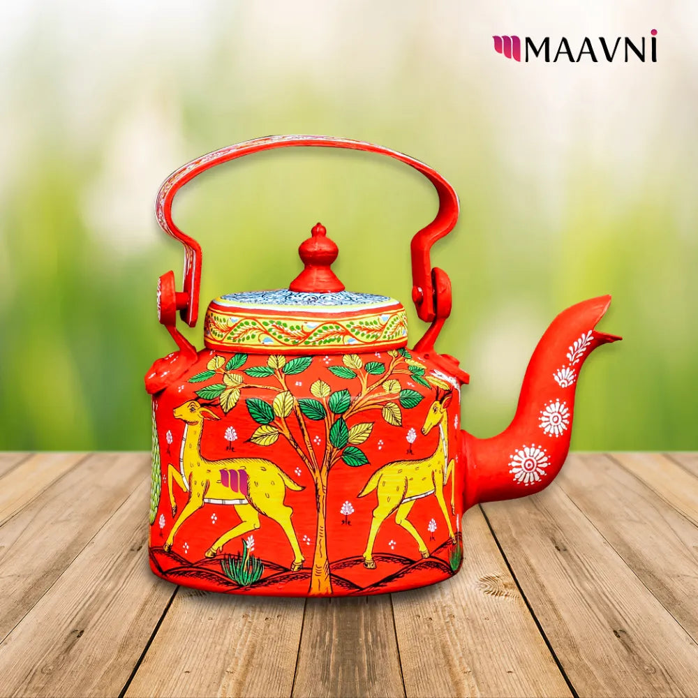 Hand-painted Pattachitra Deer Kettle gallery image by Maavni