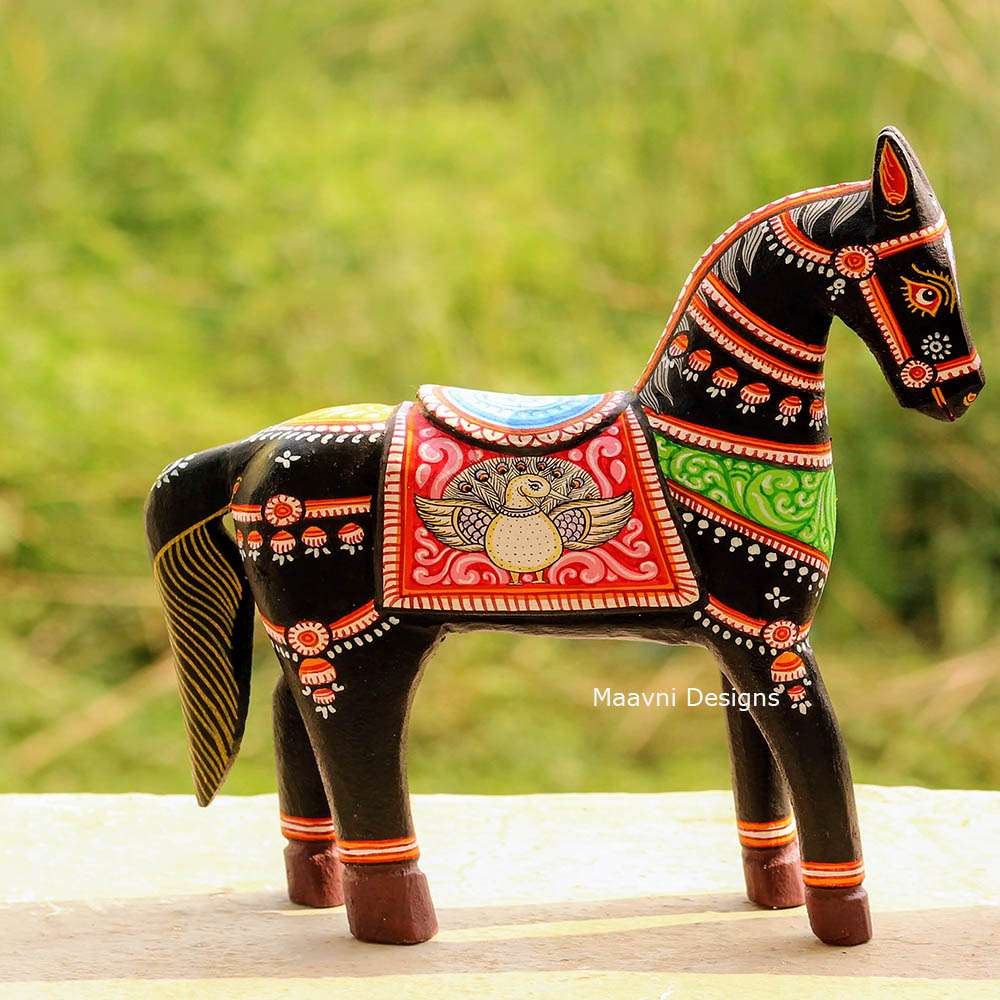 Hand-painted Pattachitra Horse Painted Painting by Maavni